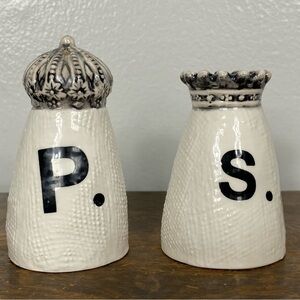 Rae Dunn CROWN SERIES SALT + PEPPER SHAKER SET Magenta Ceramic Home Decor